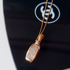 14k yellow gold chain Diamond pendant Charm MiniMAlist